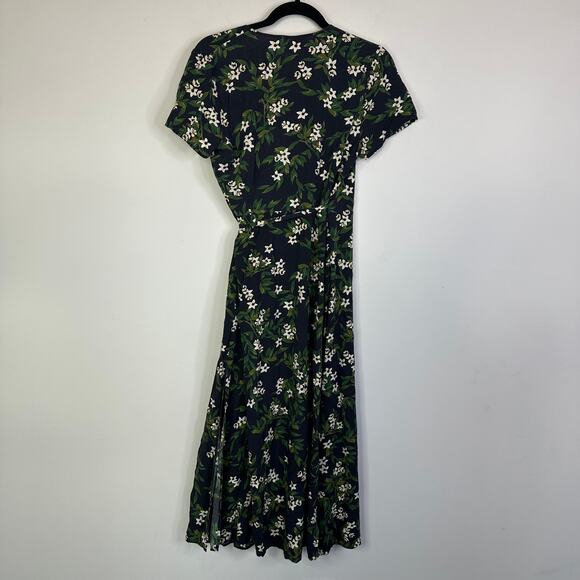 Marine Layer Emlyn Floral Wrap Midi Dress In Navy Floral Print Size Medium - Picture 5 of 6